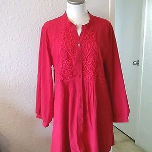 Red Embroidered lace design top